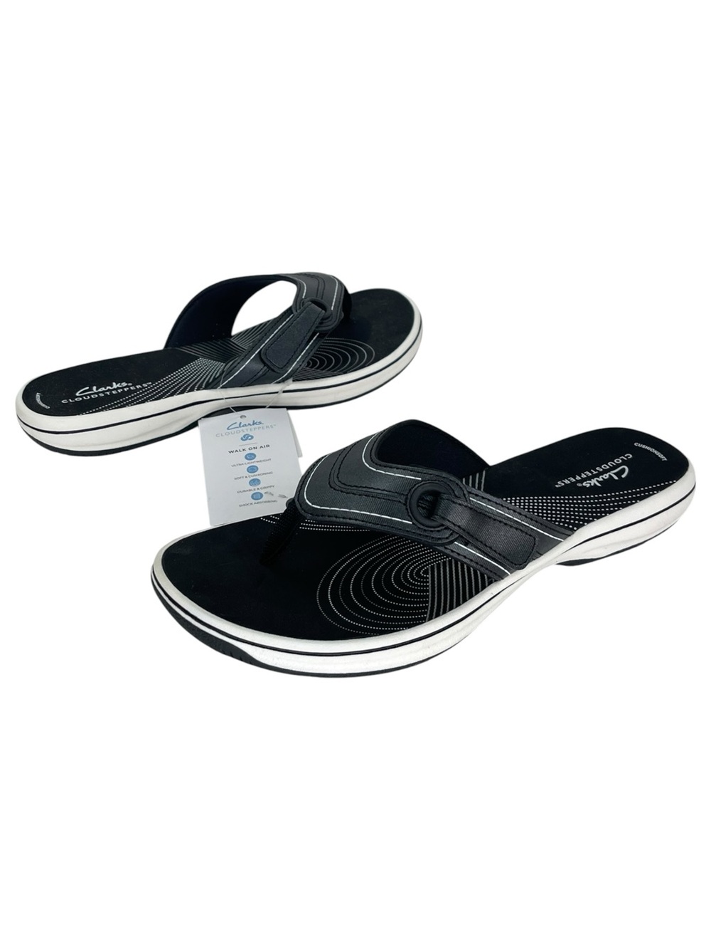 Clarks Cloudsteppers Breeze Reyna Black Womens Thong Sandals Size 10M - Picture 9 of 11